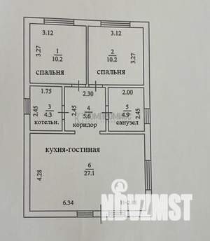 Дом 62м&sup2;, 1-этажный, участок 3 сот.  