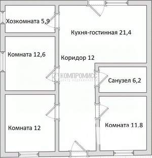 Дом 82м², 1-этажный, участок 4 сот.  