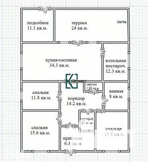 Дом 134м², 1-этажный, участок 8 сот.  