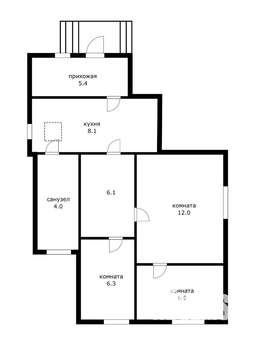 Дом 48м&sup2;, 1-этажный, участок 4 сот.  