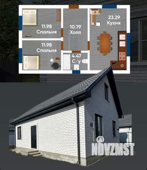 Коттедж 110м², 2-этажный, участок 5 сот.  