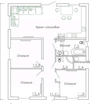 Дом 110м&sup2;, 1-этажный, участок 5 сот.  