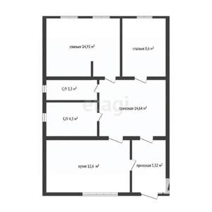 Таунхаус 58м², 1-этажный, участок 1 сот.  
