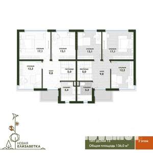 Таунхаус 136м&sup2;, 2-этажный, участок 3 сот.  