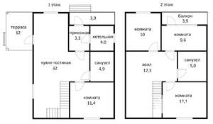 Дом 112м², 2-этажный, участок 4 сот.  