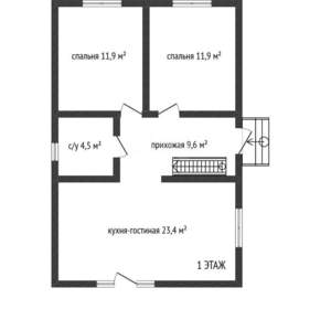 Дом 101м&sup2;, 2-этажный, участок 3 сот.  