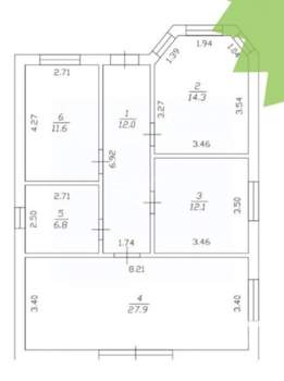 Дом 125м², 1-этажный, участок 3 сот.  