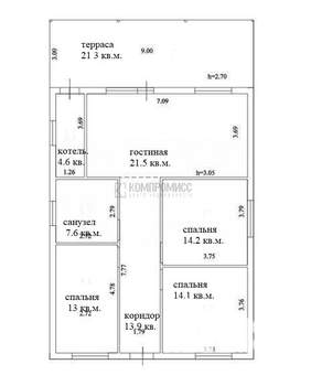 Дом 124м², 1-этажный, участок 7 сот.  