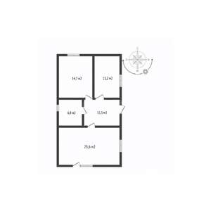 Дом 72м&sup2;, 1-этажный, участок 3 сот.  