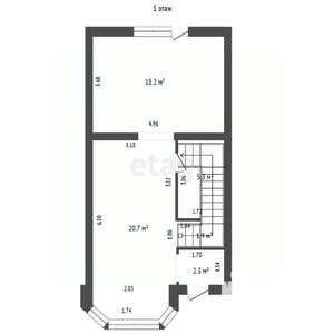 Таунхаус 93м&sup2;, 2-этажный, участок 1 сот.  