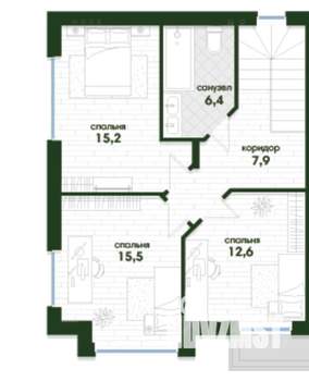 Коттедж 123м&sup2;, 2-этажный, участок 2 сот.  