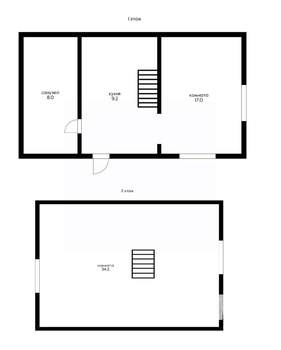 Дом 34м&sup2;, 2-этажный, участок 3 сот.  