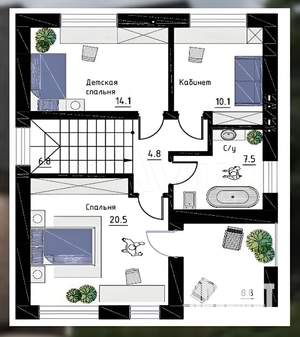 Дом 164м², 2-этажный, участок 4 сот.  