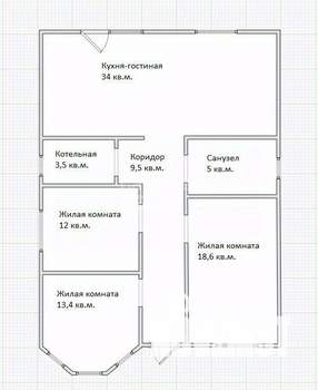 Дом 96м², 1-этажный, участок 6 сот.  