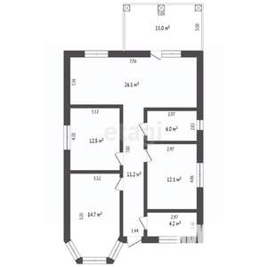 Дом 102м&sup2;, 1-этажный, участок 4 сот.  
