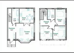 Таунхаус 160м², 2-этажный, участок 2 сот.  