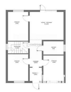 Дом 80м², 1-этажный, участок 4 сот.  