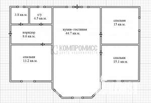 Дом 105м², 1-этажный, участок 7 сот.  