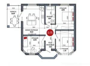 Дом 75м², 1-этажный, участок 6 сот.  