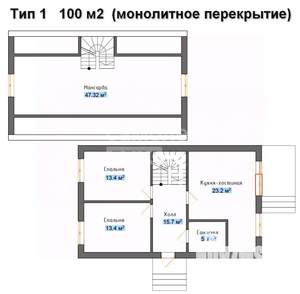 Дом 100м², 2-этажный, участок 3 сот.  