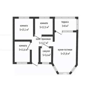 Дом 140м&sup2;, 1-этажный, участок 6 сот.  