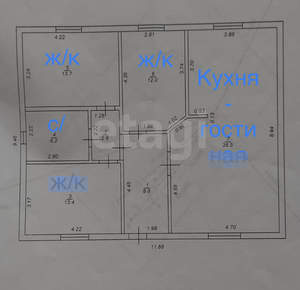 Дом 93м², 1-этажный, участок 6 сот.  
