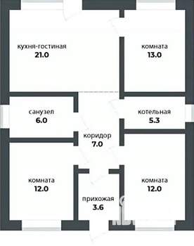 Дом 80м&sup2;, 1-этажный, участок 5 сот.  