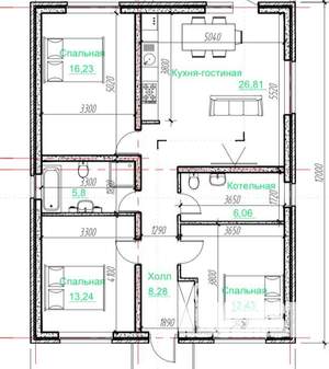 Дом 105м&sup2;, 1-этажный, участок 6 сот.  