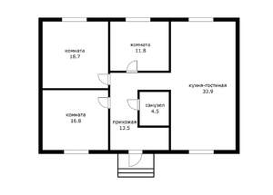 Дом 100м&sup2;, 1-этажный, участок 3 сот.  