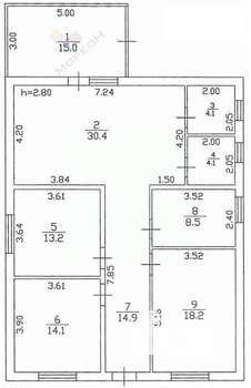 Дом 128м², 1-этажный, участок 4 сот.  