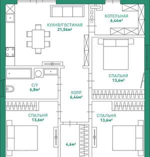Дом 100м², 1-этажный, участок 4 сот.  
