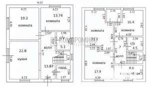 Дом 175м², 2-этажный, участок 6 сот.  