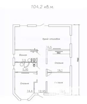 Дом 105м², 1-этажный, участок 5 сот.  
