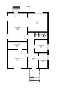 Коттедж 165м², 2-этажный, участок 4 сот.  