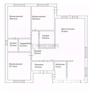 Дом 135м&sup2;, 1-этажный, участок 10 сот.  
