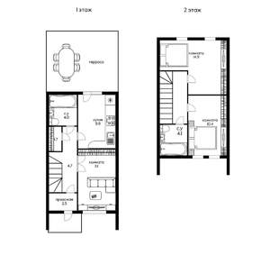 Таунхаус 72м&sup2;, 2-этажный, участок 1 сот.  