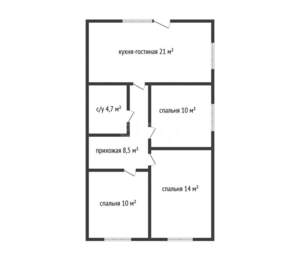 Дом 52м&sup2;, 1-этажный, участок 2 сот.  