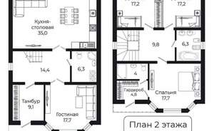 Дом 162м&sup2;, 2-этажный, участок 6 сот.  