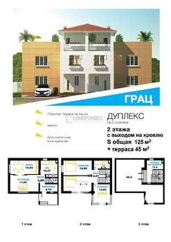 Таунхаус 170м², 3-этажный, участок 3 сот.  