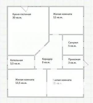 Дом 88м², 1-этажный, участок 6 сот.  