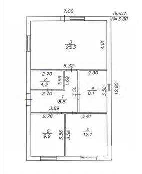 Дом 71м², 1-этажный, участок 3 сот.  