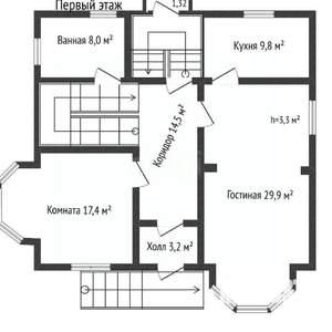 Дом 275м², 3-этажный, участок 6 сот.  