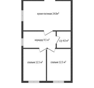 Дом 63м&sup2;, 1-этажный, участок 63 сот.  