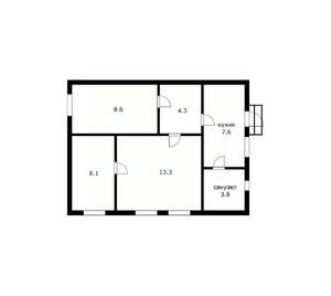 Дом 44м&sup2;, 1-этажный, участок 1 сот.  