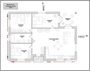 Дом 130м&sup2;, 1-этажный, участок 6 сот.  