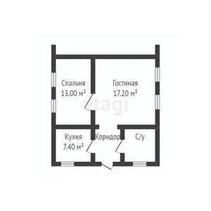 Дом 47м², 1-этажный, участок 7 сот.  