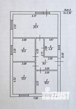 Дом 84м², 1-этажный, участок 3 сот.  