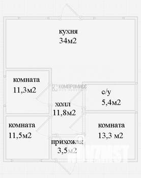 Дом 92м², 1-этажный, участок 4 сот.  