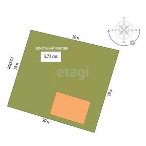 Дом 61м&sup2;, 2-этажный, участок 4 сот.  