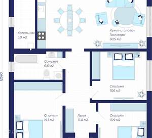 Дом 78м², 1-этажный, участок 4 сот.  